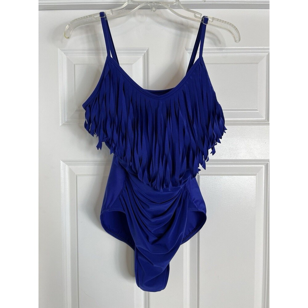 MagicSuit One Piece Swimsuit Sz 14 Blue Slimming Ruched Tummy Control
